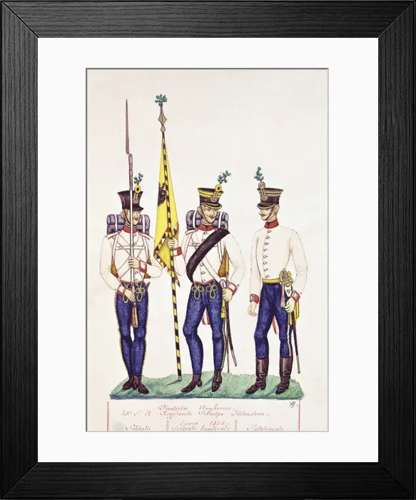 Framed Print : Military dresses of the Hungarian infantry. 19th Framed Print : Military dresses of the Hungarian infantry. 19th