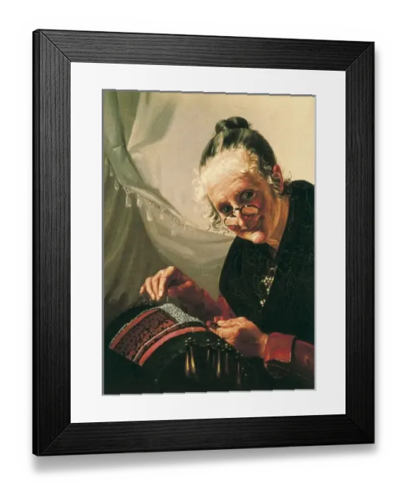 Framed Print : The Lacemaker. s. XIX. Italian anonymous. Naturalism Framed Print : The Lacemaker. s. XIX. Italian anonymous. Naturalism