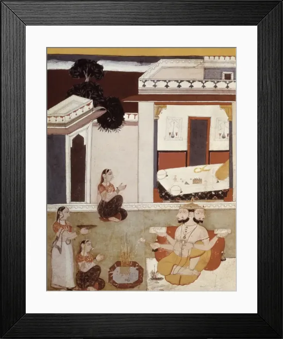 Framed Print : Woman Making an Offering to Brahma. 1720. Hindu Framed Print : Woman Making an Offering to Brahma. 1720. Hindu