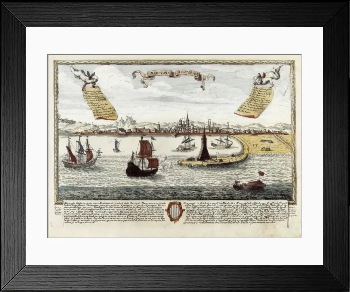 Framed Print : Port of Barcelona at the second half of 18th Framed Print : Port of Barcelona at the second half of 18th