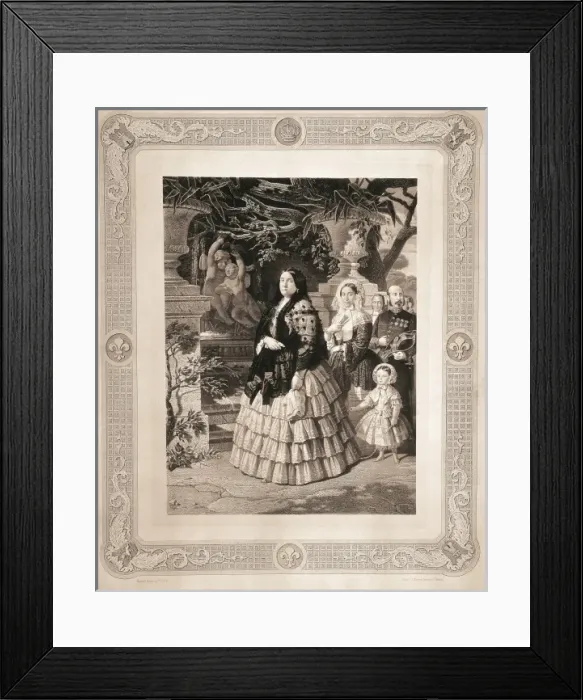 Framed Print : Spain (19th c. ). The queen Isabel II with his Framed Print : Spain (19th c. ). The queen Isabel II with his