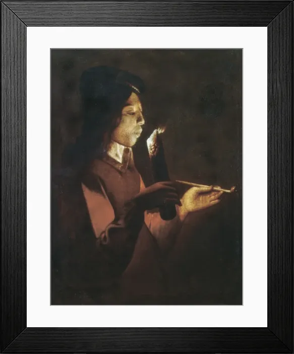 Framed Print : LA TOUR, Georges de (1593-1652). The Young Smoker Framed Print : LA TOUR, Georges de (1593-1652). The Young Smoker