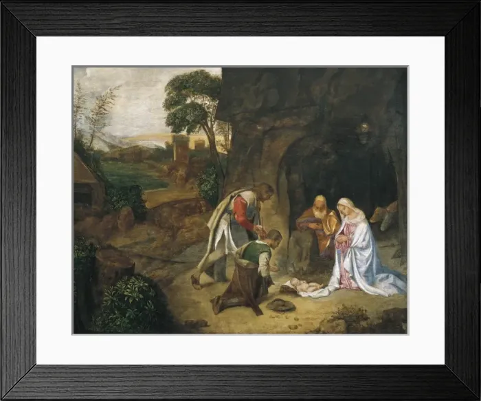 Framed Print : GIORGIONE, pupil of (15th-16th century). Adoration Framed Print : GIORGIONE, pupil of (15th-16th century). Adoration