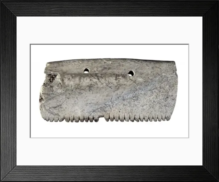 Framed Print : Bone comb. Neolithic art. Decorative Arts. SPAIN Framed Print : Bone comb. Neolithic art. Decorative Arts. SPAIN