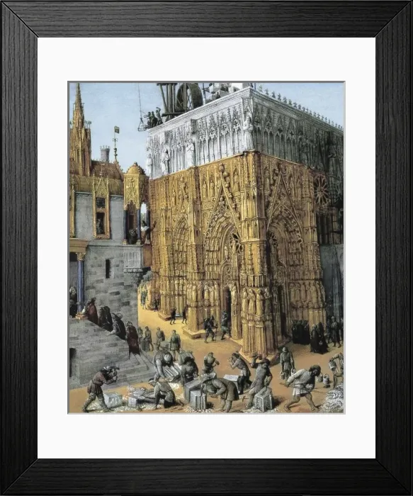 Framed Print : Fol. 163: The Building of the Temple of Jerusalem Framed Print : Fol. 163: The Building of the Temple of Jerusalem
