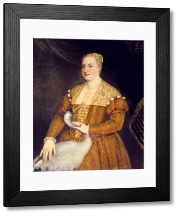 Framed Print : Portrait of a Lady with a heron Framed Print : Portrait of a Lady with a heron