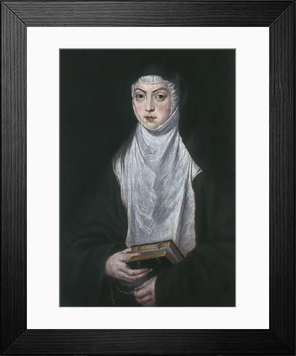 Framed Print : Queen Mariana of Austria at prayer Framed Print : Queen Mariana of Austria at prayer