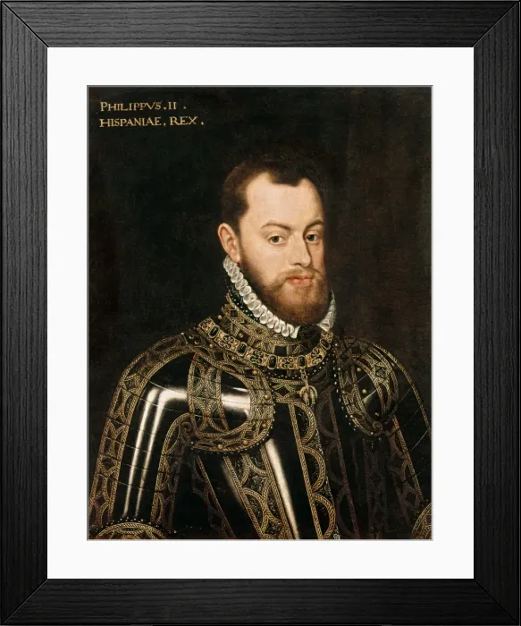 Framed Print : Philip II. Portrait by anonymus author. Renaissance art. Cinquecento. Oil on canvas Framed Print : Philip II. Portrait by anonymus author. Renaissance art. Cinquecento. Oil on canvas