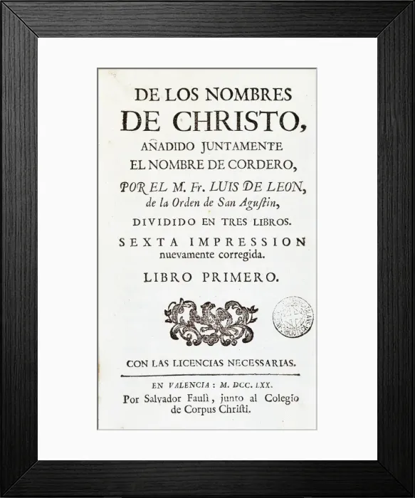 Framed Print : LEON, Fray Luis de (1528-1591) Framed Print : LEON, Fray Luis de (1528-1591)