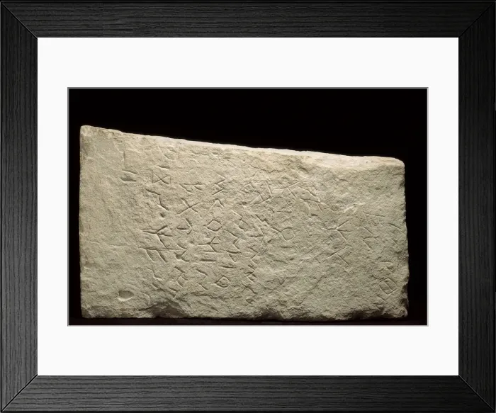 Framed Print : Limestone tombstone with inscription Framed Print : Limestone tombstone with inscription
