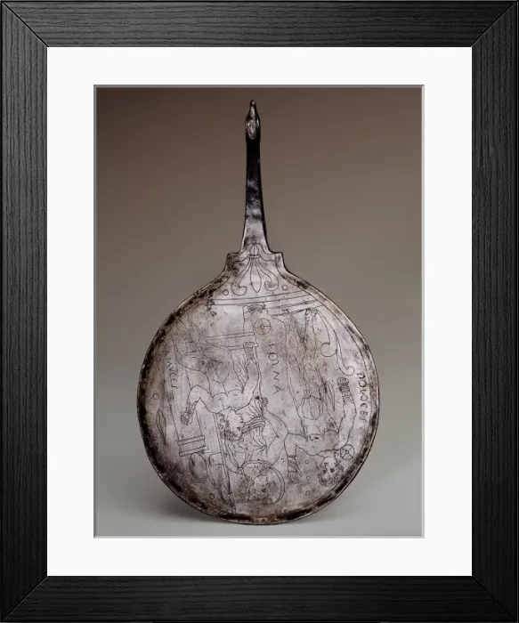 Framed Print : Mirror engraved with Athena and Hercules Framed Print : Mirror engraved with Athena and Hercules