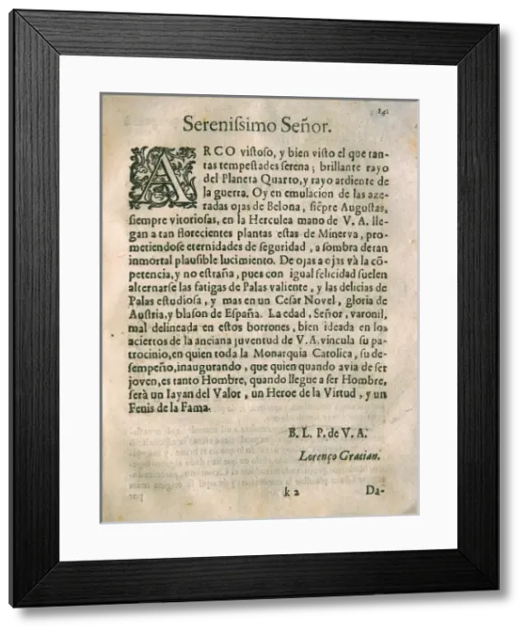 Framed Print : GRACIAN, Baltasar (1601-1658) Framed Print : GRACIAN, Baltasar (1601-1658)