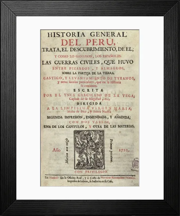 Framed Print : GARCILASO DE LA VEGA, called el Inca (1539-1616) Framed Print : GARCILASO DE LA VEGA, called el Inca (1539-1616)