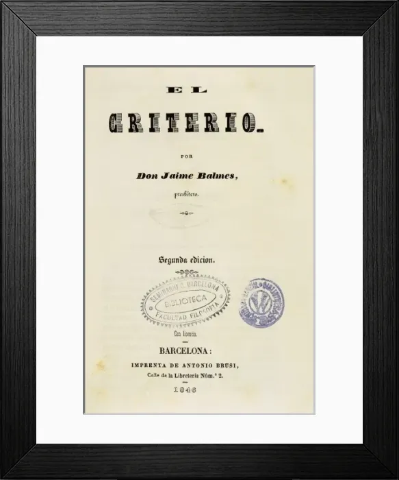 Framed Print : BALMES, Jaume (1810-1848) Framed Print : BALMES, Jaume (1810-1848)