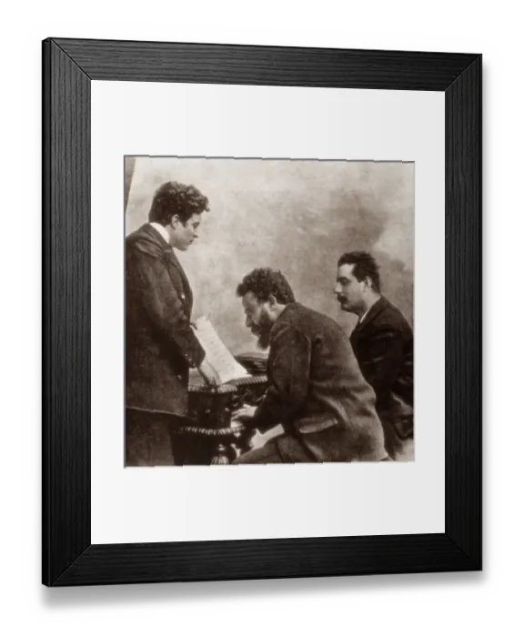 Framed Print : From left to right, the composers Pietro Mascagni, Albero Fr Framed Print : From left to right, the composers Pietro Mascagni, Albero Fr
