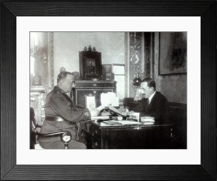 Framed Print : Spain. Dictatorship of Primo de Rivera. First conversation between king Alfonso XIII Framed Print : Spain. Dictatorship of Primo de Rivera. First conversation between king Alfonso XIII