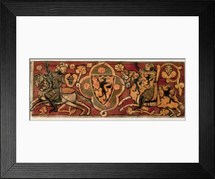 Framed Print : Scene of a medieval fight between two knights Framed Print : Scene of a medieval fight between two knights