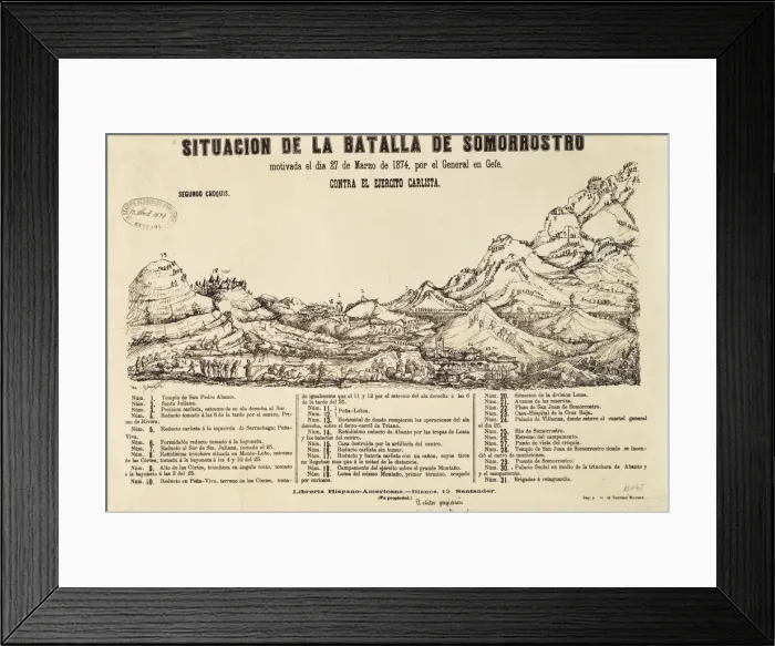Framed Print : Spain. Third Carlist War. Situation of the battle Framed Print : Spain. Third Carlist War. Situation of the battle
