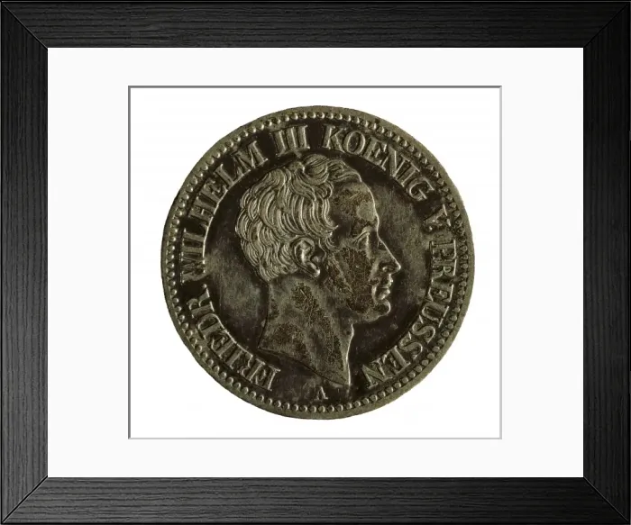Framed Print : Thaler, silver coin with portrait of Friedrich Framed Print : Thaler, silver coin with portrait of Friedrich