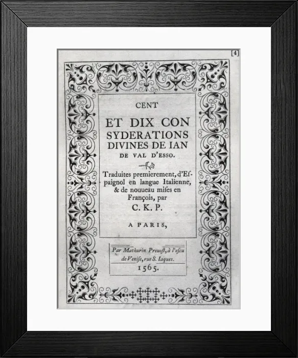 Framed Print : VALDES, Juan de (1500-1541). Las ciento y diez Framed Print : VALDES, Juan de (1500-1541). Las ciento y diez