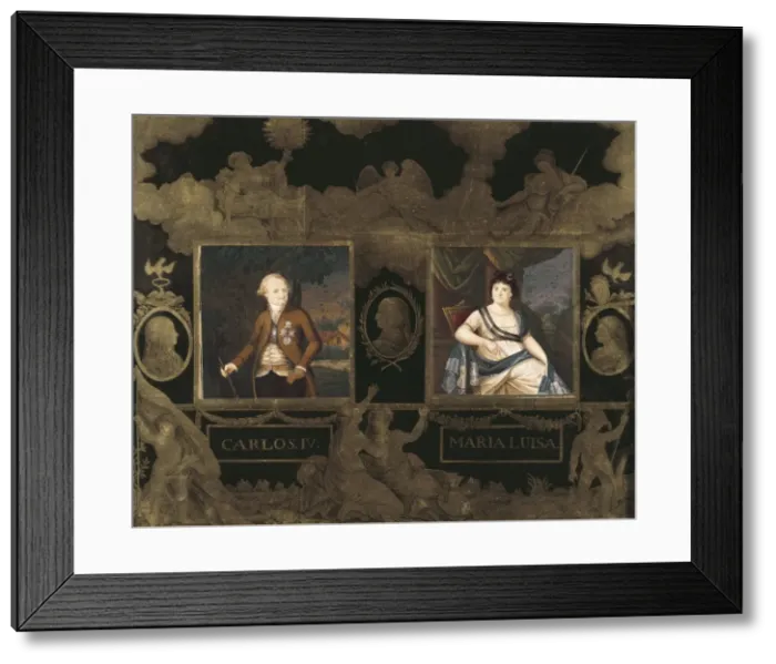 Framed Print : Portrait of king Charles IV of Spain and his Framed Print : Portrait of king Charles IV of Spain and his