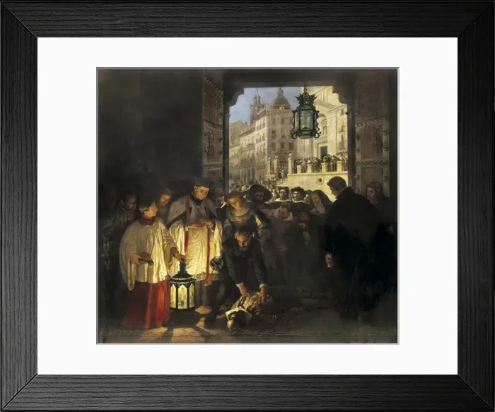 Framed Print : CASTELLANO, Manuel (1826-1880). Murder of Count Framed Print : CASTELLANO, Manuel (1826-1880). Murder of Count