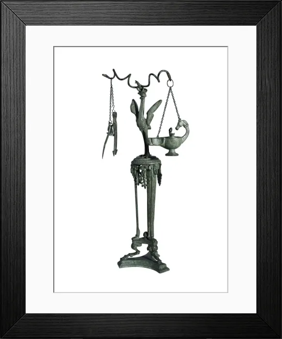 Framed Print : Lamp. Roman art. Sculpture on bronze. SPAIN Framed Print : Lamp. Roman art. Sculpture on bronze. SPAIN