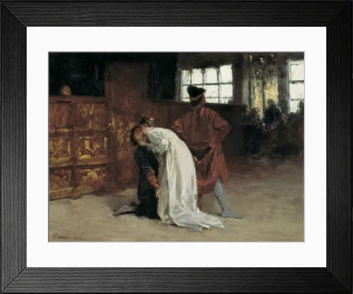 Framed Print : MORELLI, Domenico (1826-1901). The kiss. 1868 Framed Print : MORELLI, Domenico (1826-1901). The kiss. 1868
