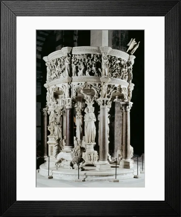 Framed Print : PISANO, Giovanni (1240-1320). Pulpit. 1302-1311 Framed Print : PISANO, Giovanni (1240-1320). Pulpit. 1302-1311