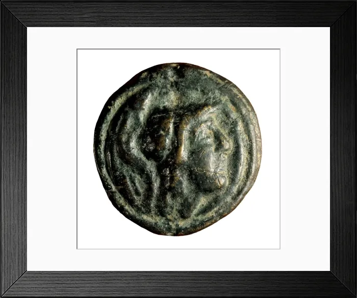 Framed Print : Dupondius. Coin. SPAIN. Barcelona. Numismatic Framed Print : Dupondius. Coin. SPAIN. Barcelona. Numismatic