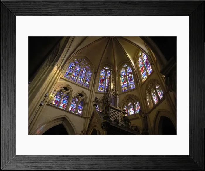 Framed Print : FRANCE. Bayonne. Stained glass windows of Framed Print : FRANCE. Bayonne. Stained glass windows of