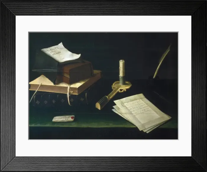 Framed Print : BAUGIN, Lubin (1610-1683). Books and Letters Framed Print : BAUGIN, Lubin (1610-1683). Books and Letters