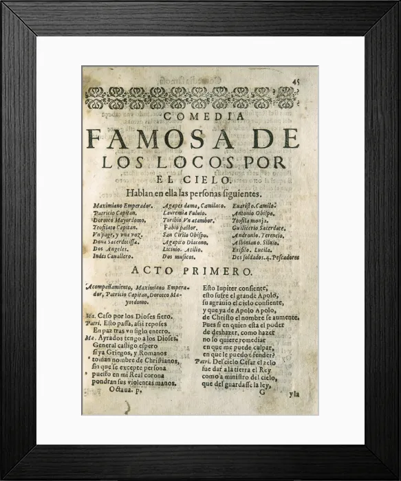 Framed Print : Los locos por el cielo, comedy by Lope de Vega Framed Print : Los locos por el cielo, comedy by Lope de Vega