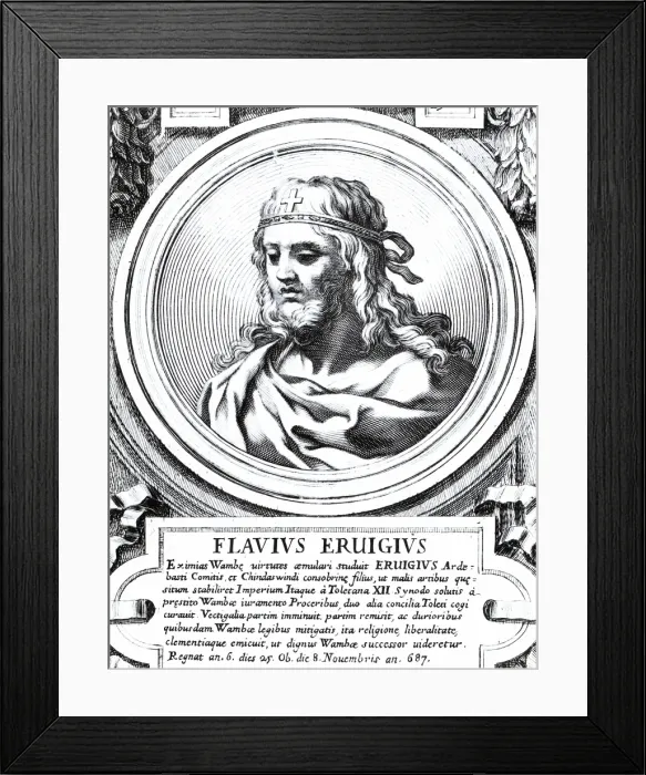 Framed Print : ERWIG (?-687). Visigothic king (680-687). Engraving Framed Print : ERWIG (?-687). Visigothic king (680-687). Engraving