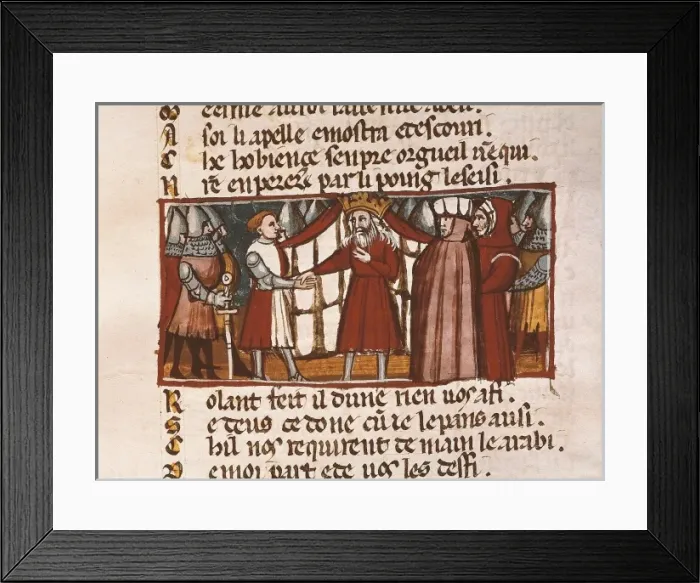 Framed Print : Charlemagne meeting with an ambassador. Illustration Framed Print : Charlemagne meeting with an ambassador. Illustration