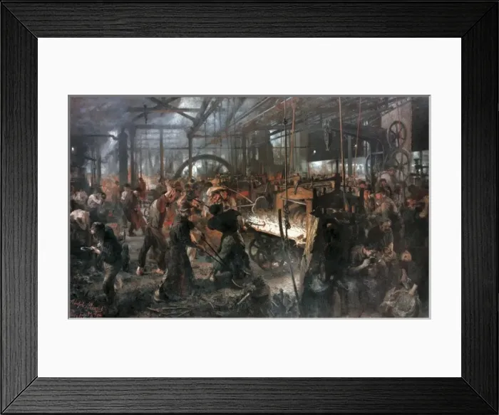 Framed Print : MENZEL, Adolf von (1815-1905). The Foundry. 1875 Framed Print : MENZEL, Adolf von (1815-1905). The Foundry. 1875