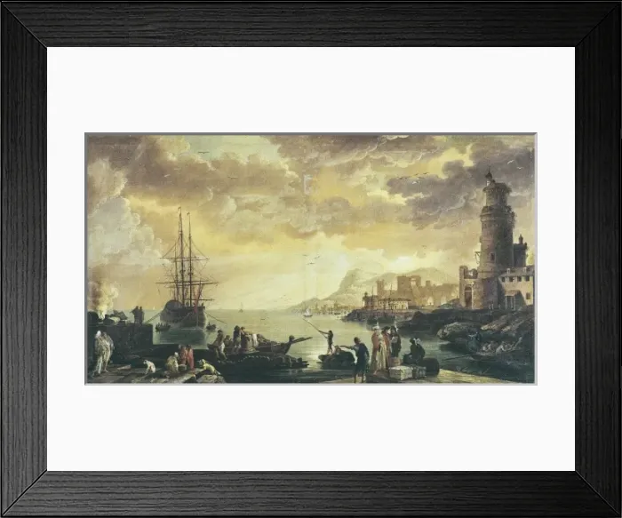 Framed Print : BAYEU Y SUBIAS, Francisco (1734-1795). Seaport Framed Print : BAYEU Y SUBIAS, Francisco (1734-1795). Seaport