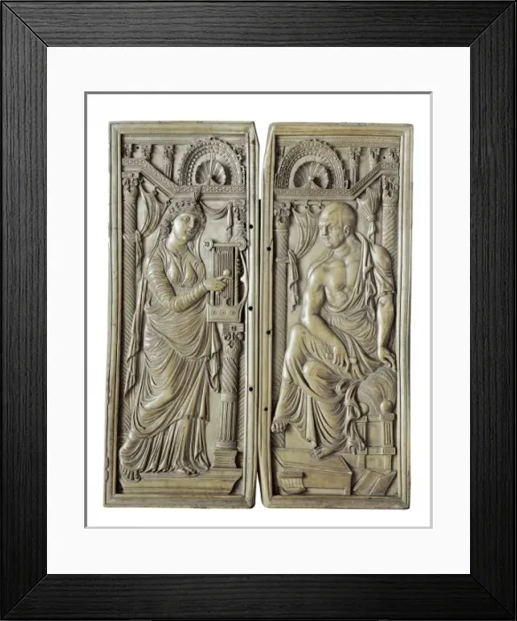 Framed Print : Dyptich of the Poet and the Muse. 6th c. Lombardian Framed Print : Dyptich of the Poet and the Muse. 6th c. Lombardian