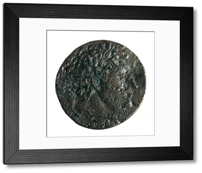 Framed Print : Coin with portrait of Pyrrhus. Coin. SPAIN. Barcelona Framed Print : Coin with portrait of Pyrrhus. Coin. SPAIN. Barcelona