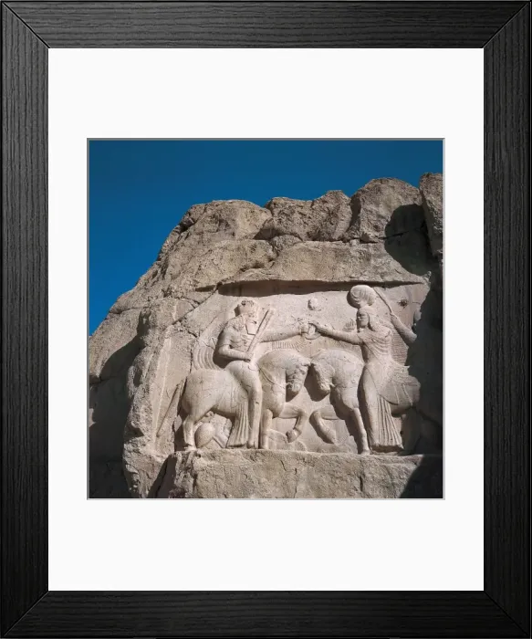 Framed Print : IRAN. FARS. Naqsh-e Rustam. Bas-relief with Framed Print : IRAN. FARS. Naqsh-e Rustam. Bas-relief with