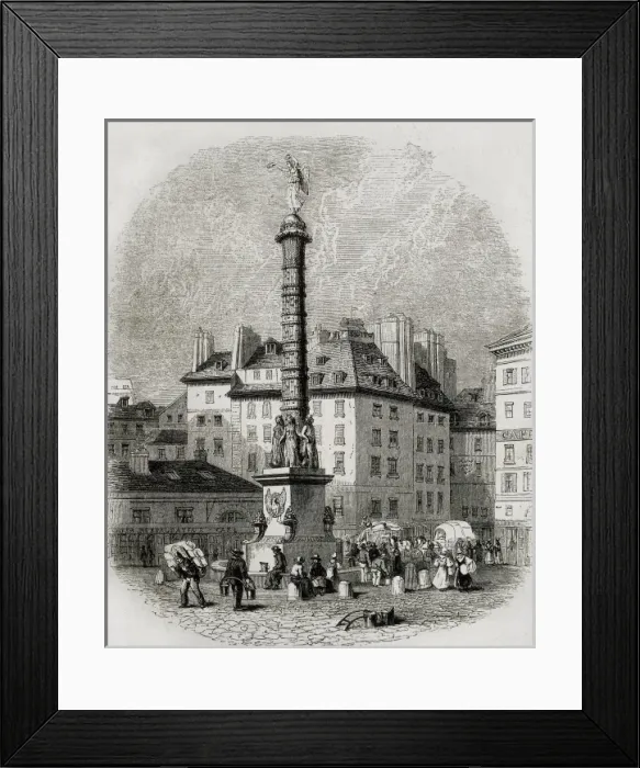 Framed Print : Paris. Water sellers ijn front the fountain of Framed Print : Paris. Water sellers ijn front the fountain of