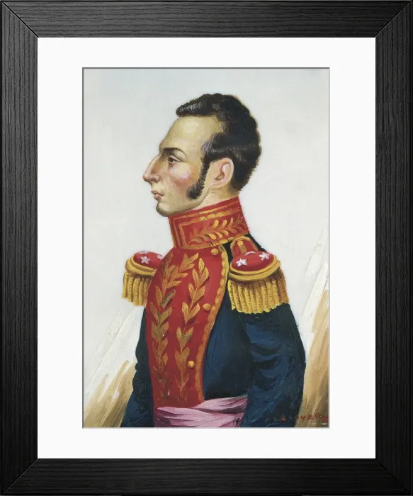 Framed Print : SUCRE, Antonio Jose (1795-1830). Oil on porcelain Framed Print : SUCRE, Antonio Jose (1795-1830). Oil on porcelain