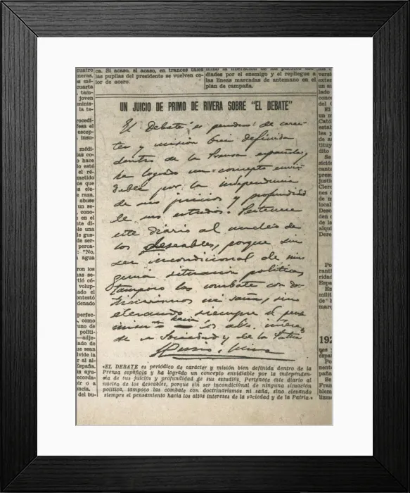 Framed Print : PRIMO DE RIVERA, Miguel (1870-1930). Spanish Framed Print : PRIMO DE RIVERA, Miguel (1870-1930). Spanish