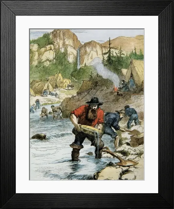 Framed Print : United States (1849). Gols seekers. Engraving Framed Print : United States (1849). Gols seekers. Engraving