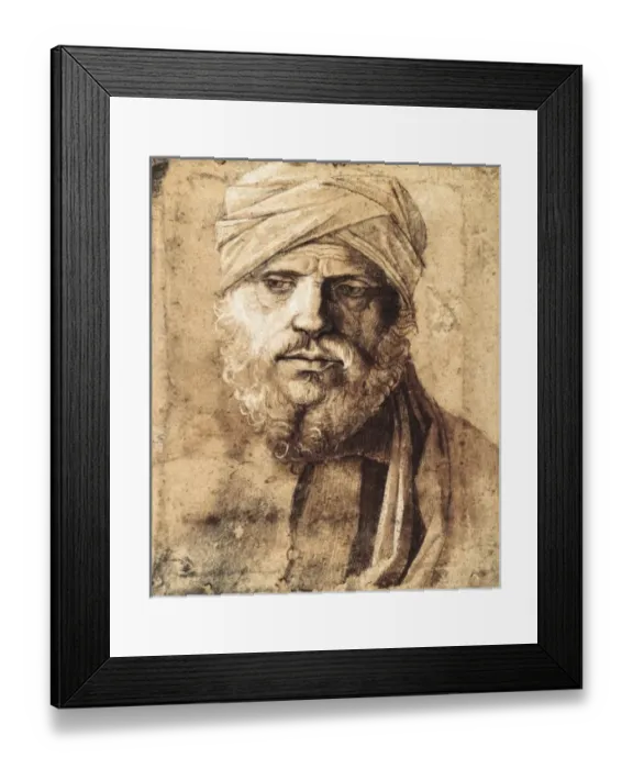 Framed Print : BELLINI, Giovanni (1430-1516). Man wearing a Framed Print : BELLINI, Giovanni (1430-1516). Man wearing a