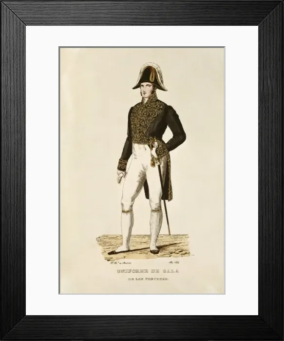 Framed Print : Spain (19th c. ). Full dress of pres. Litography Framed Print : Spain (19th c. ). Full dress of pres. Litography