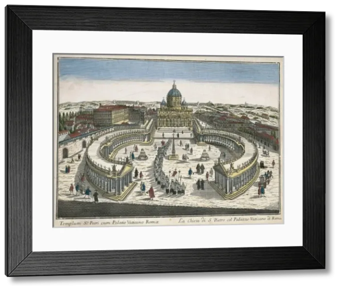 Framed Print : Saint Peters Square and Basilica in 18th c Framed Print : Saint Peters Square and Basilica in 18th c