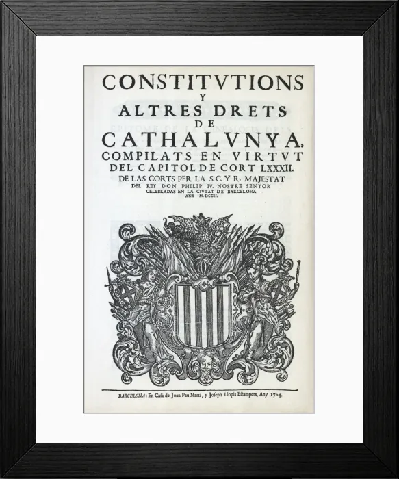 Framed Print : Spain (1702). Constitutions y altres Drets de Framed Print : Spain (1702). Constitutions y altres Drets de