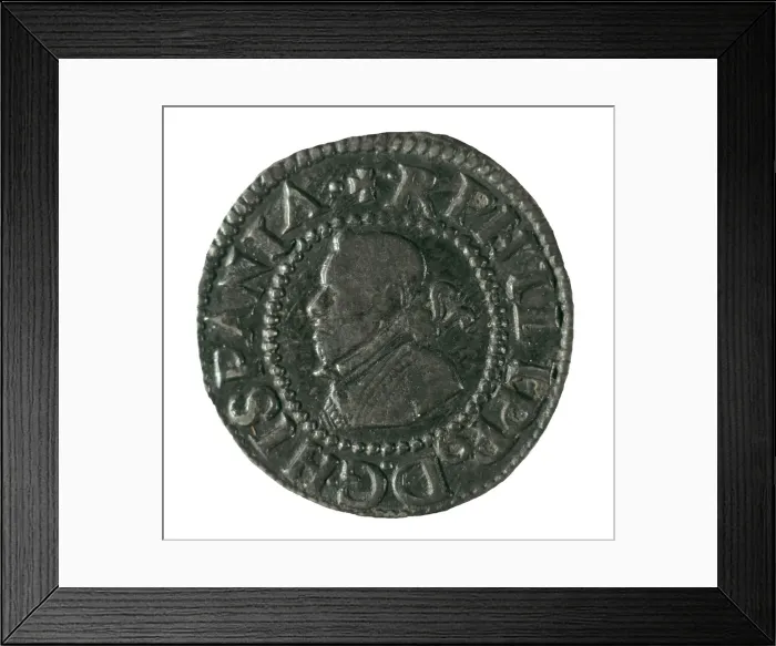 Framed Print : Spanish real with portrait of Philip IV, minted Framed Print : Spanish real with portrait of Philip IV, minted
