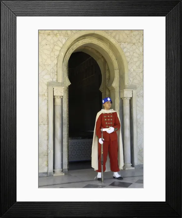 Framed Print : MOROCCO. Rabat. Royal Guard in front of the Mausoleum Framed Print : MOROCCO. Rabat. Royal Guard in front of the Mausoleum